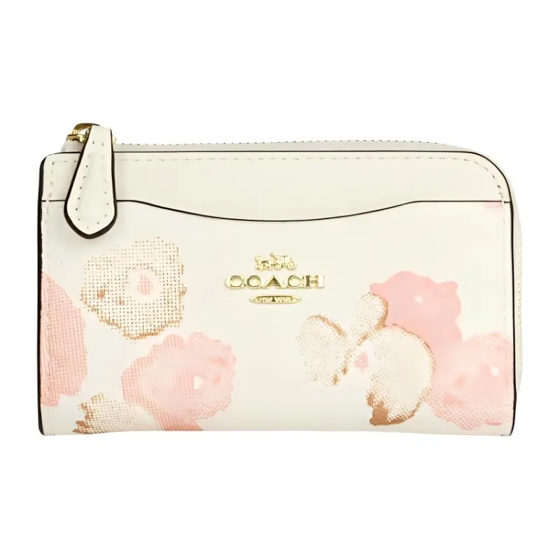COACH Coated Canvas Card Holder Mini Women's White-1