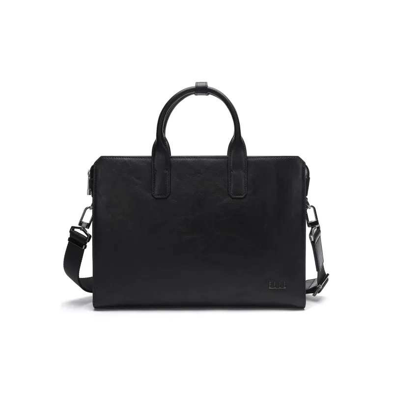 ELLE HOMME Cow Leather Official Briefcase Regular Men's Black-0