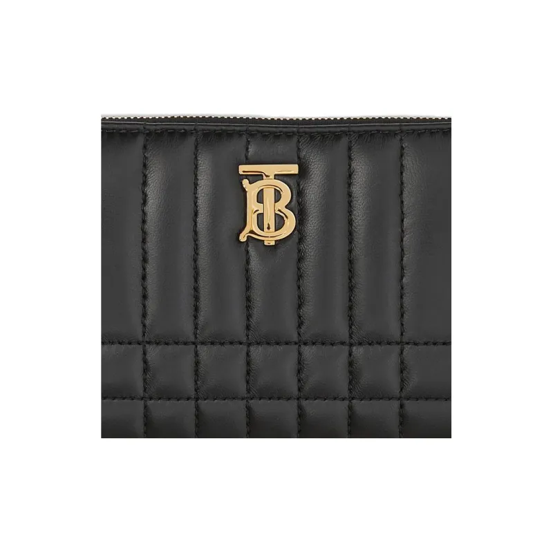 Burberry Lola Bag Quilting Lambskin Wallet Women's Black-4