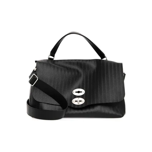 Zanellato Postina Cow Leather Messenger Bag Shoulder Bag Crossbody Bag Handbag Medium Size Men's Black