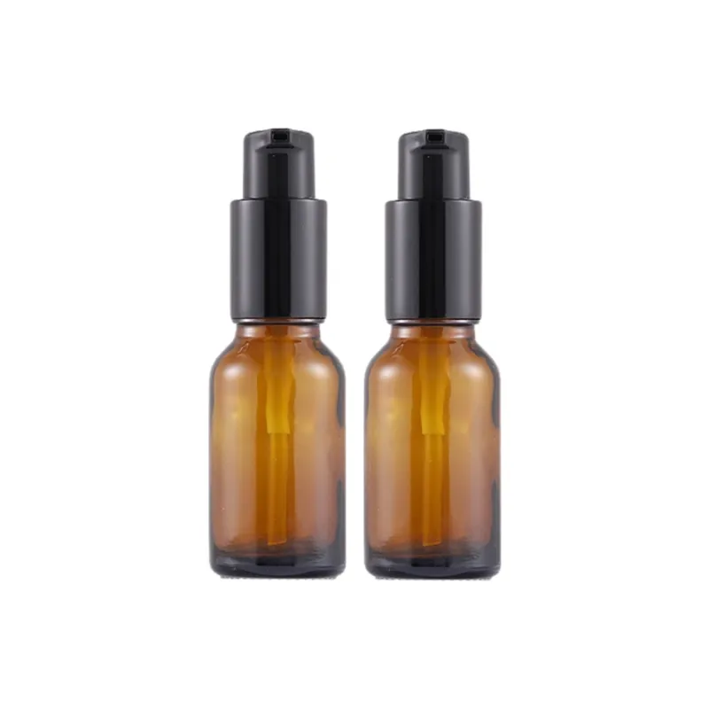 JIANYINGSHU Glass Lotion Bottle Portable Dispenser Bottle With Light Protection Glass Push Button Travel Mini Bottle-6