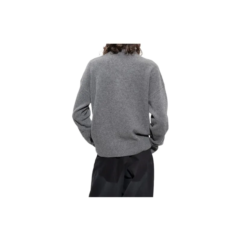 AMIPARIS Tonal Small A Heart Cotton Knit Crewneck-3