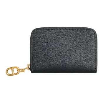 HERMES ZipengoChaine D'Ancre Evercolor Leather Card Holder Women's Dusty Gray