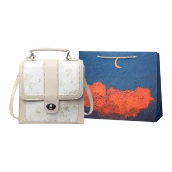 Elsvet PU Double Shoulder, One Shoulder, Portable Women's White/Silver