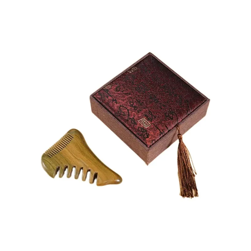 XIBI Triangular Monster Head Acupuncture Facial Wooden Comb Portable Anti Static Comb Sandalwood Massage Head-4