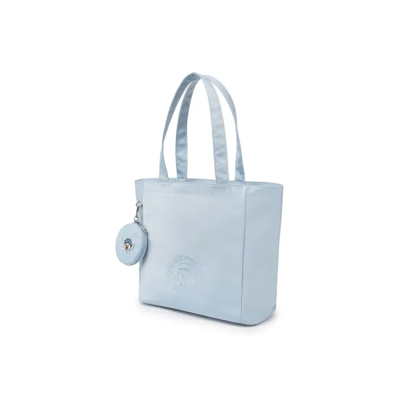 Teenie Weenie Fabric Shoulder Bag Tote Portable Shopping Bag Large Size Women's Sky Blue/Beige Apricot-1