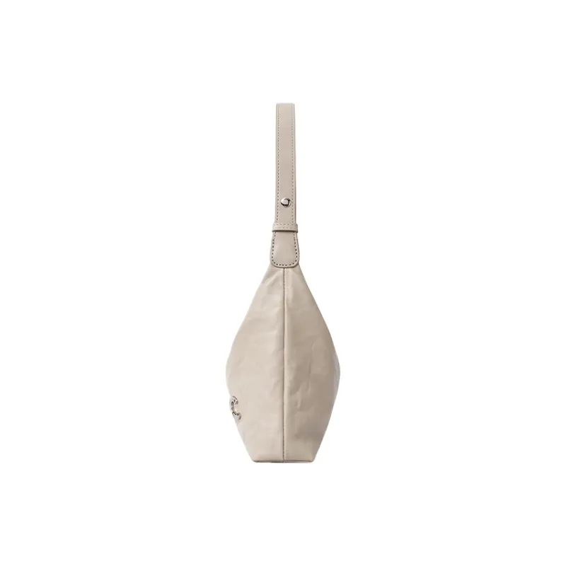 CASSILE Vegetable Tanned Top Grain Cow Leather Shoulder Bag Regular Women's Tallow White Jade-3