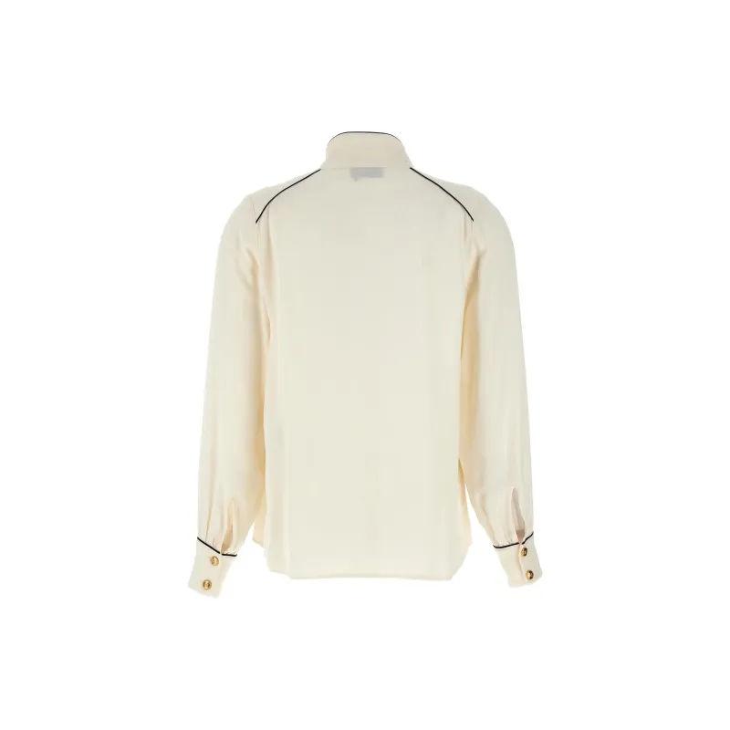 Elisabetta Franchi Piping Tie Neck Georgette Blouse-1