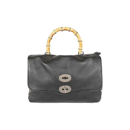 Zanellato Postina Cow Leather One Shoulder Handbags Small Size Women's Black