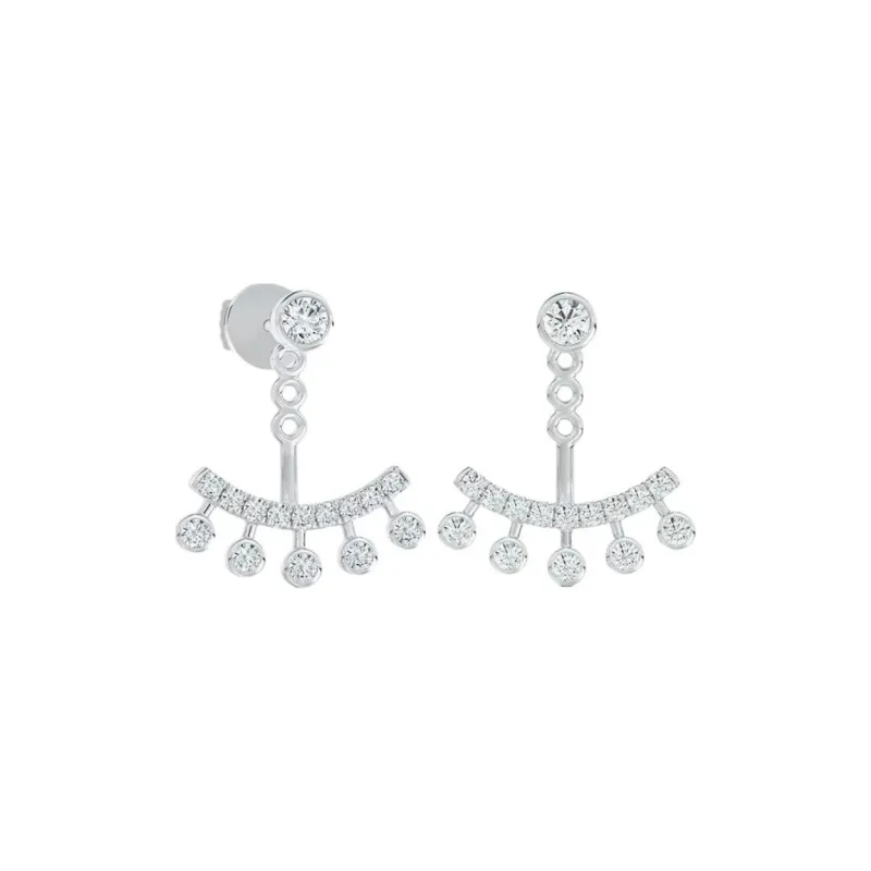 De Beers 18K White Gold Diamonds Earrings Unisex Silver-0