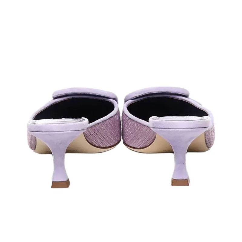 MANOLO BLAHNIK Maysalebi Closed Toe Slippers 5cm Women's Purple-3