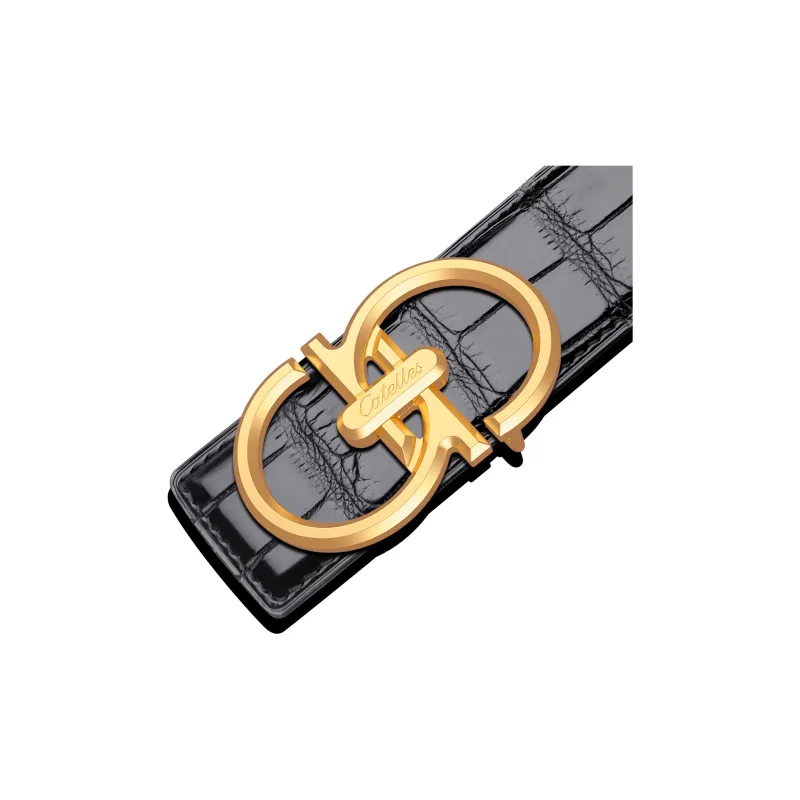 CATELLES Crocodile Leather Leather Belts Men's 3.5cm-9