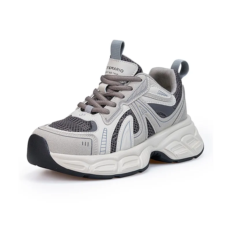 Joy&Mario Lightweight Height Increasing Low Top Chunky Sneakers Women's Gray-1
