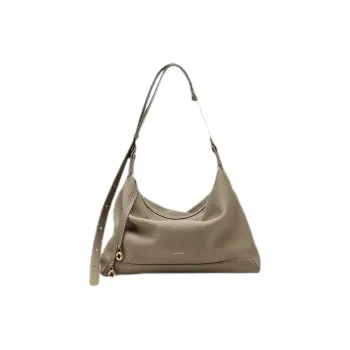 HONGU Cow Leather Hobo Bag Shoulder Bag Medium Size Women's Elephant Gray/Army Green/Pitch Black