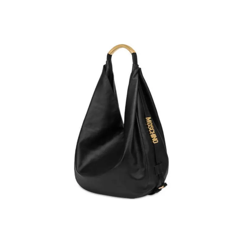 MOSCHINO Sheepskin Handbag Shoulder Bag Large Size Women's Black-1