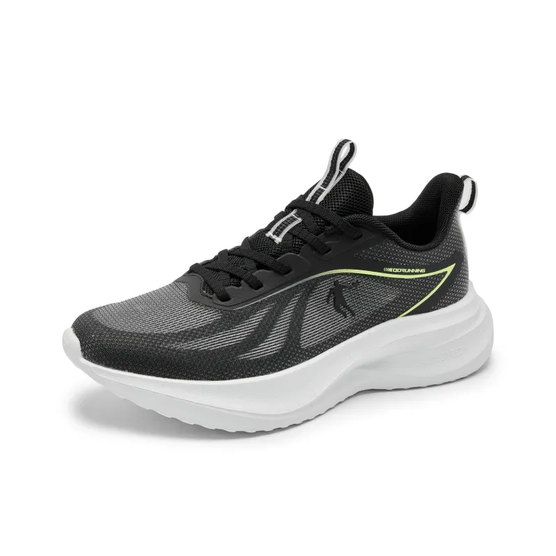 QIAODAN Breathable Slip Resistant Low Top City Commute Sprint Running Shoes Women's Black Green-2