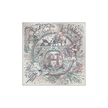 HERMES Mulberry Silk Silk Scarves Women's White/Cobalt Blue