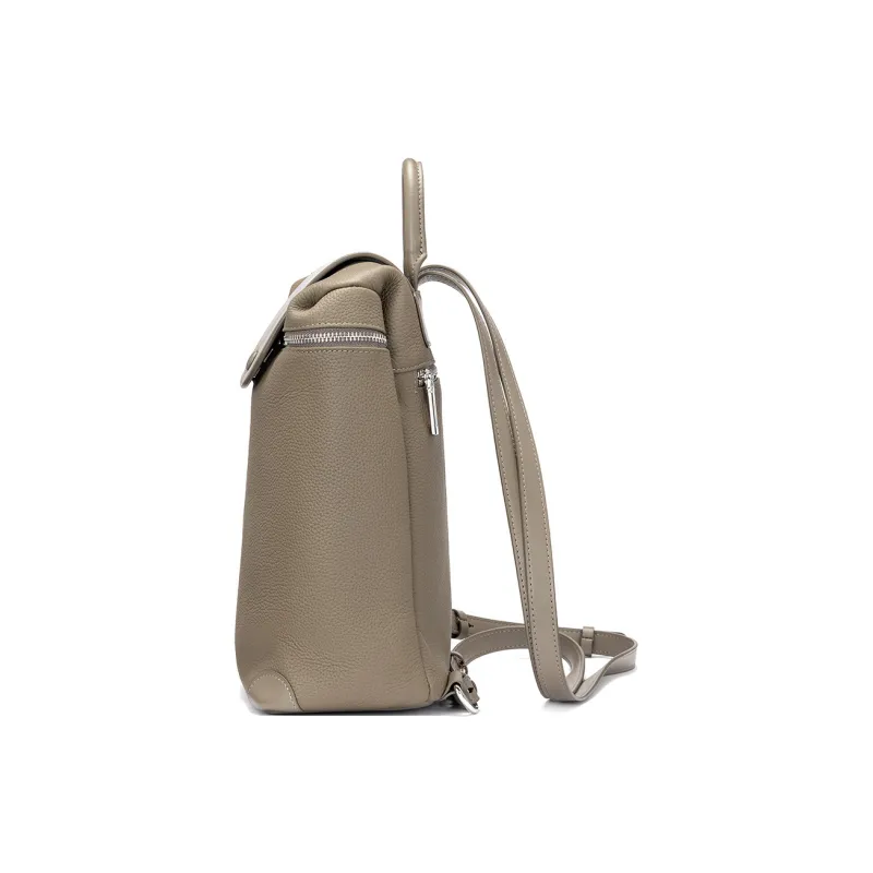 ROBERTA DI CAMERINO Top Grain Cow Leather Backpack Unisex Elegant Black/Elephant Gray-7