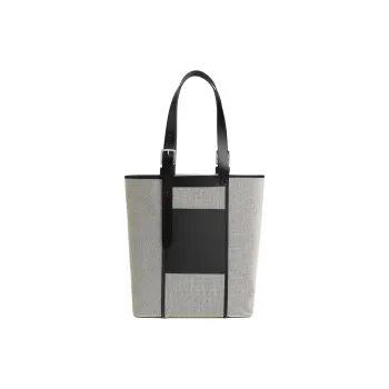 HERMES Etriviere Pocket H-Canvas With Hunter Leather And Swift Calfskin Shoulder Bag Women's Black