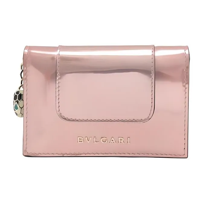 BVLGARI Serpenti Forever Calfskin Credit Card Holder Card Case Women's Pink-0