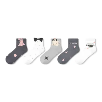 Primeet Ankle Socks Women's 5 Pack Pink Ink Doll