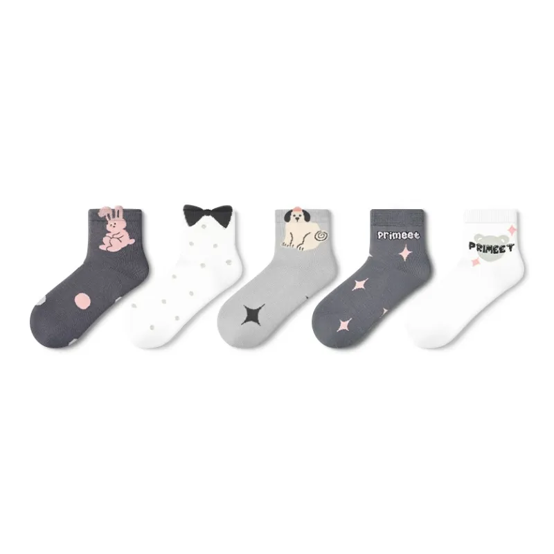 Primeet Ankle Socks Women's 5 Pack Pink Ink Doll-0
