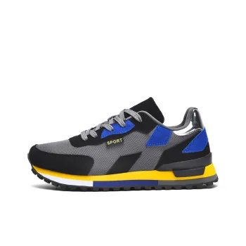 MEKY Cushioned Slip Resistant Abrasion Resistant Low Top Casual Running Shoes Men's Black Gray Blue