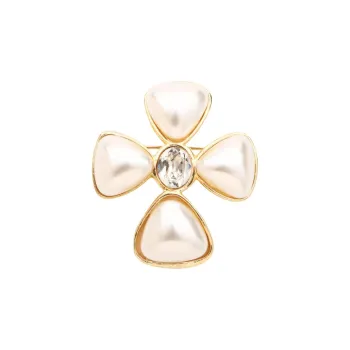 CHANEL 1986-1992s Cc Mark Pearl Brooch