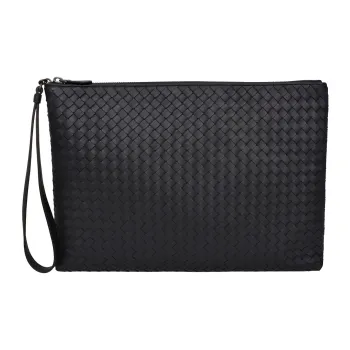 Bottega Veneta Sheepskin Clutch Unisex Gray Blue