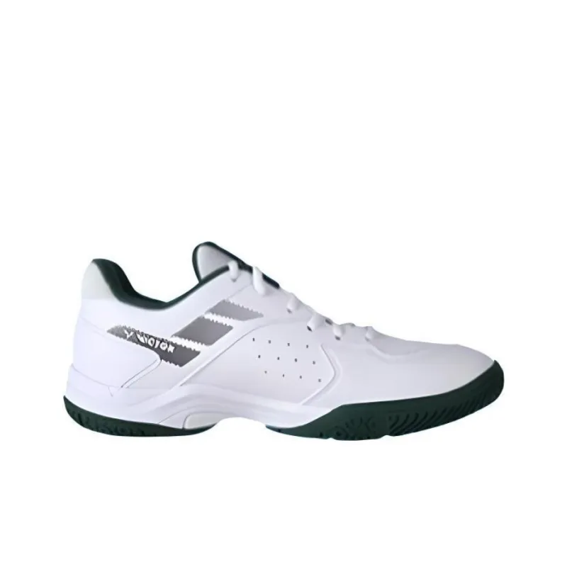 VICTOR Cushioned Slip Resistant Abrasion Resistant Low Top Badminton Shoes Unisex White Green-1
