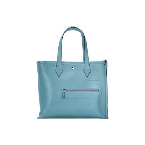 MONTBLANC Calfskin Tote Bag Shopping Bag Handbag Medium Size Women's Smoke Blue