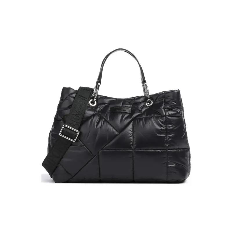EMPORIO ARMANI MyEA Nylon Tote Bag, Shopping Bag, Handbag Medium Size Women's Black-4