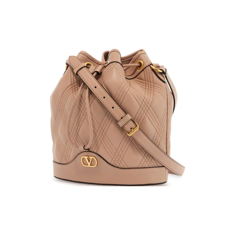 Valentino VLogo Plaque Drawstring Quilted Shoulder Bag-1