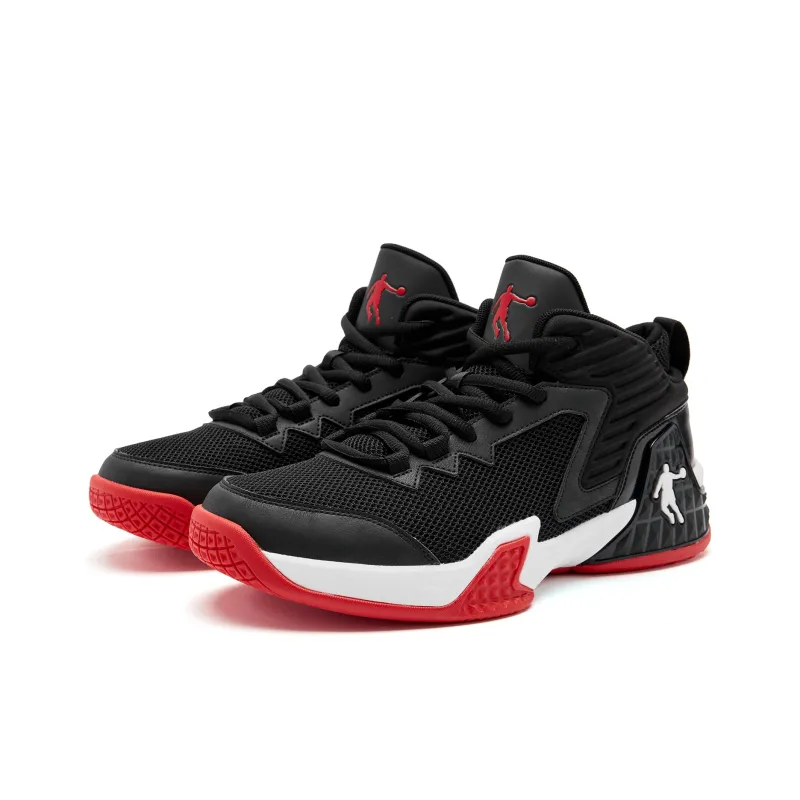 QIAODAN Grinding 1 Cushioning Coverage Anti Twist Support Anti Rollover High Top Basketball Shoes Men's Black-2