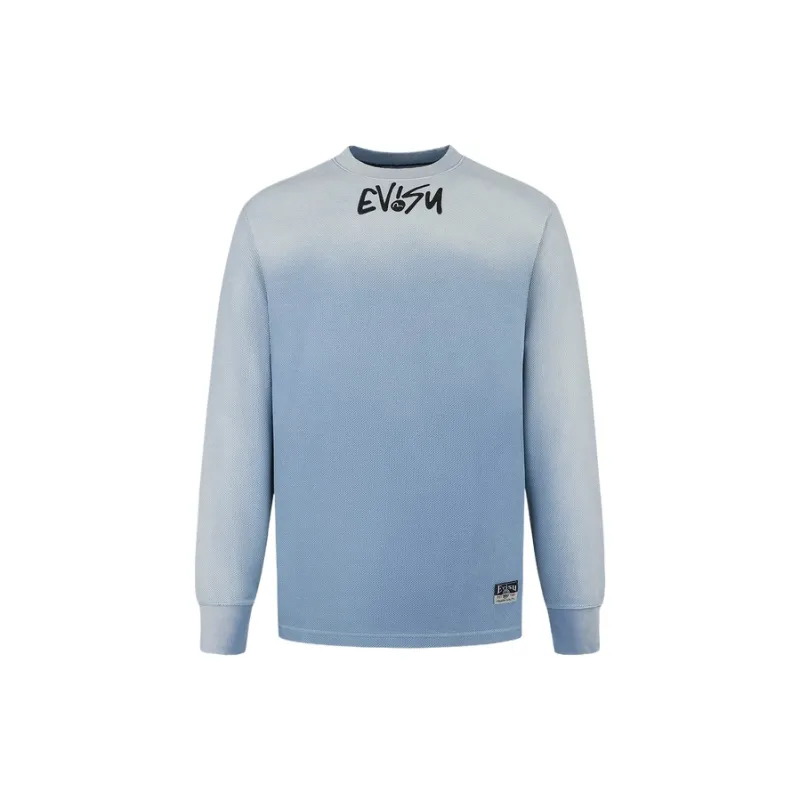 EVISU Long Sleeved T Shirts Men's Gray Blue-1