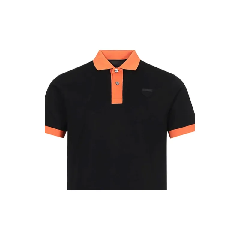 PRADA Polo Shirts Men Black Orange-6