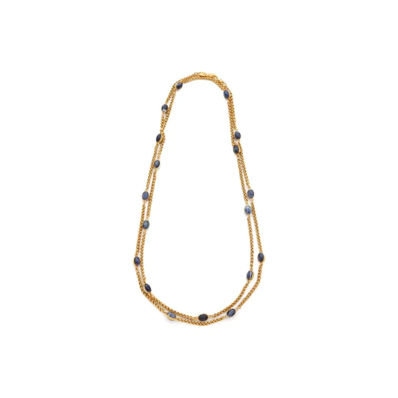 CHANEL 1995 Cabochon Stone Chain Necklace-1