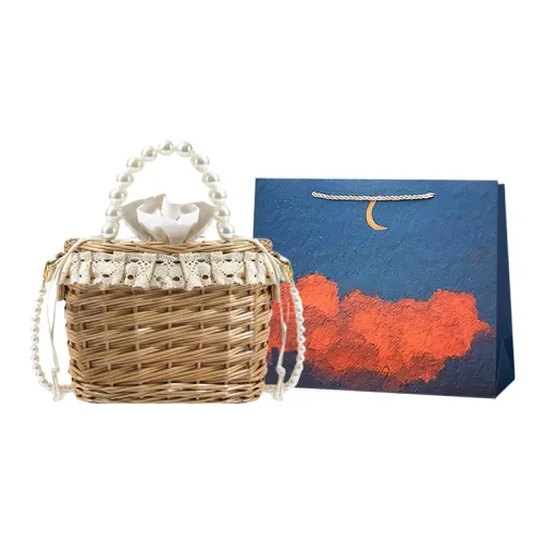 Elsvet Straw Woven Shoulder Bag Women's White/Multicolor
