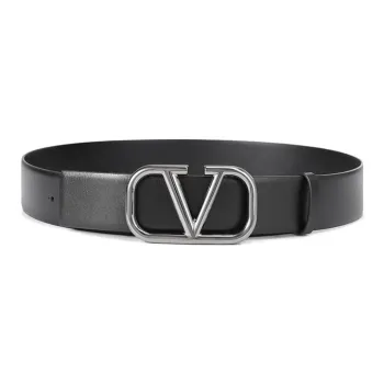 Valentino Cow Leather Belts Men's Black 4cm