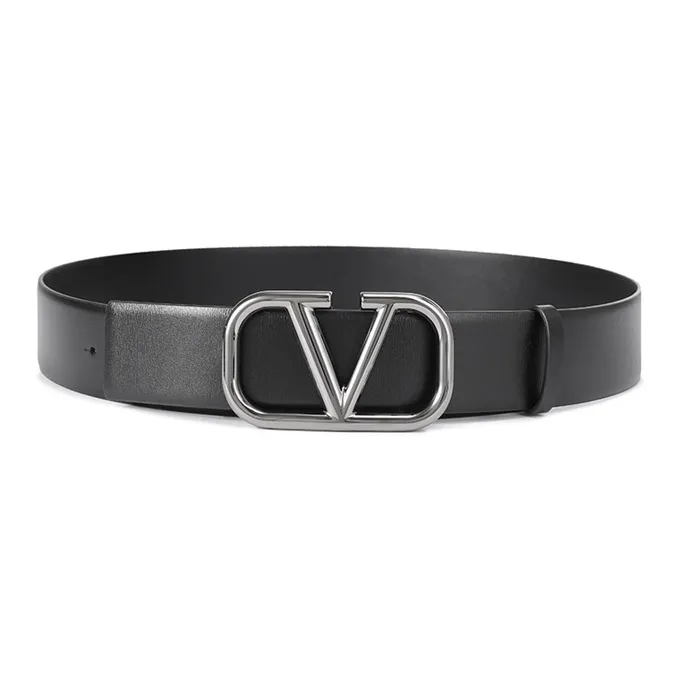 Valentino Cow Leather Belts Men's Black 4cm-0