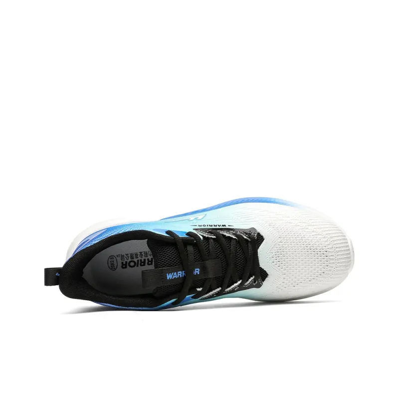 Warrior Cushioning Breathable Lightweight Low Top Casual Training Long Distance Running Running Shoes Men's Blue Beige-4