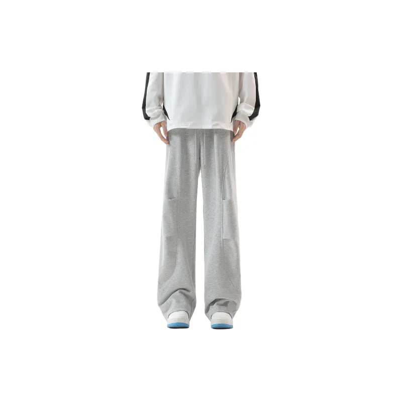 WARNING LIGHT Knitted Sports Pants Unisex Gray-2