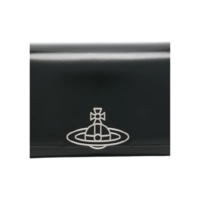 Vivienne Westwood HAZEL Calfskin Shoulder Bag Medium Size Women's Black-3