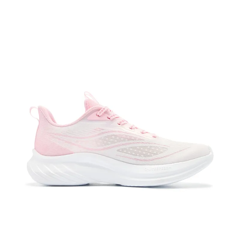 QIAODAN Cushioned Slip Resistant Abrasion Resistant Low Top Casual Running Shoes Women's White Pink-1