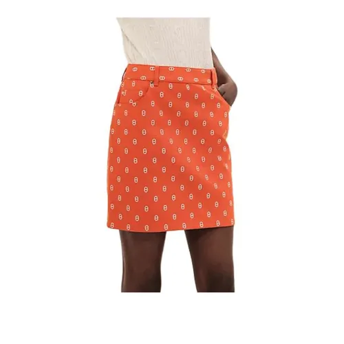 HERMES Denim Short Skirts Women's Coral Orange