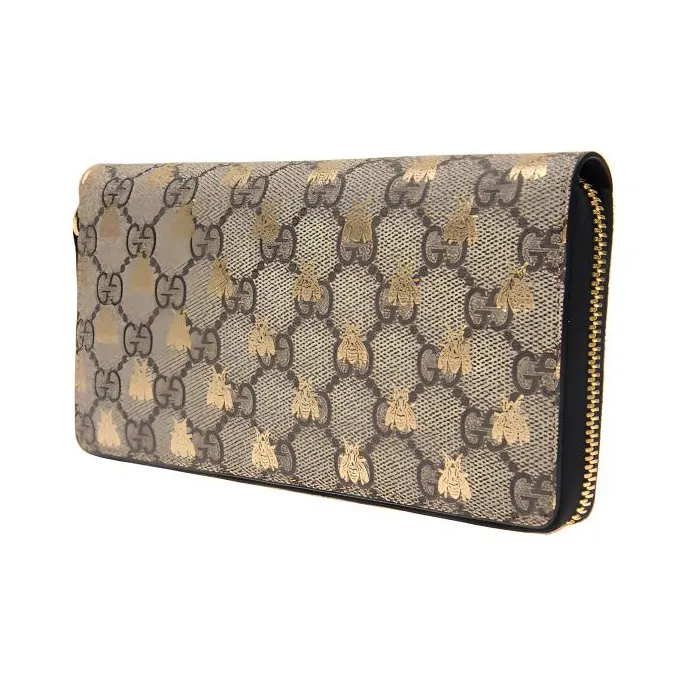 GUCCI Canvas With Leather Wallet Unisex Ebony/Black-3