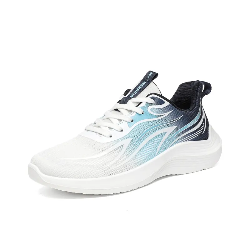 Warrior Breathable And Wear resistant Low Top Casual Long Distance Running Running Shoes Men's White Dark Blue-2