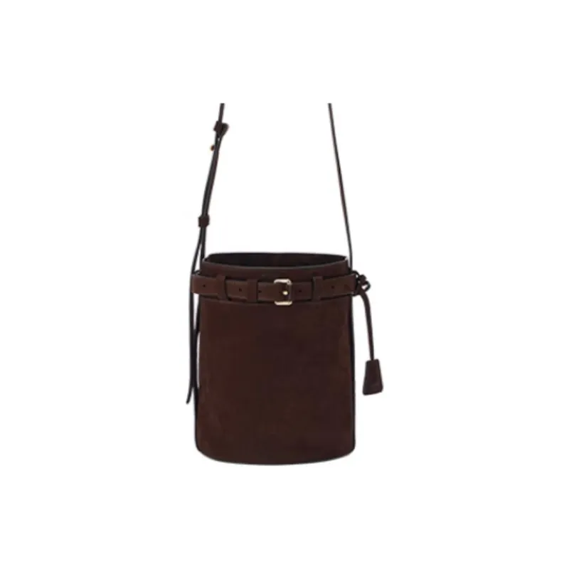 MOSCHINO Sheepskin Bucket Bags Crossbody Bag Shoulder Bag Medium Size Women's Brown-1