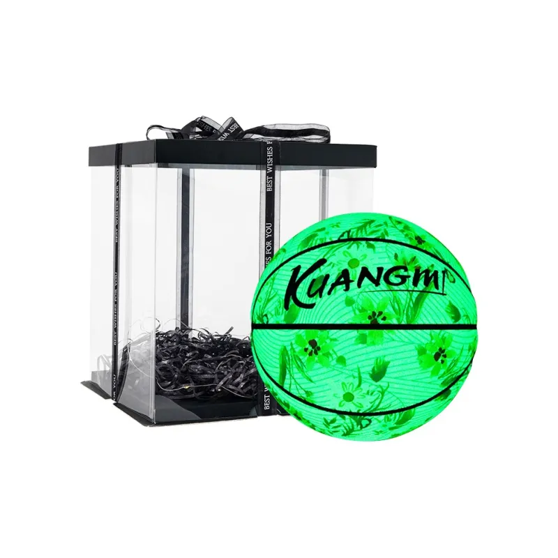 Kuangmi PU Basketball White Green Size 7 Ball Glow In The Dark Unisex-9