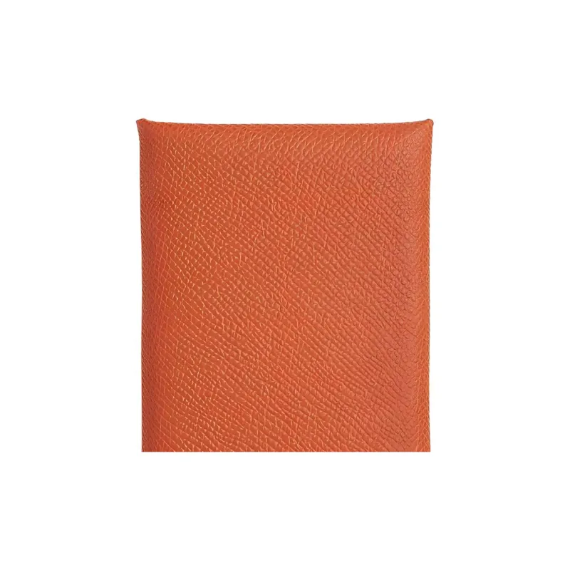 HERMES Calvi Duo Epsom Leather Card Holder Mini Women's R1 Terre Battue Red Soil Color-3